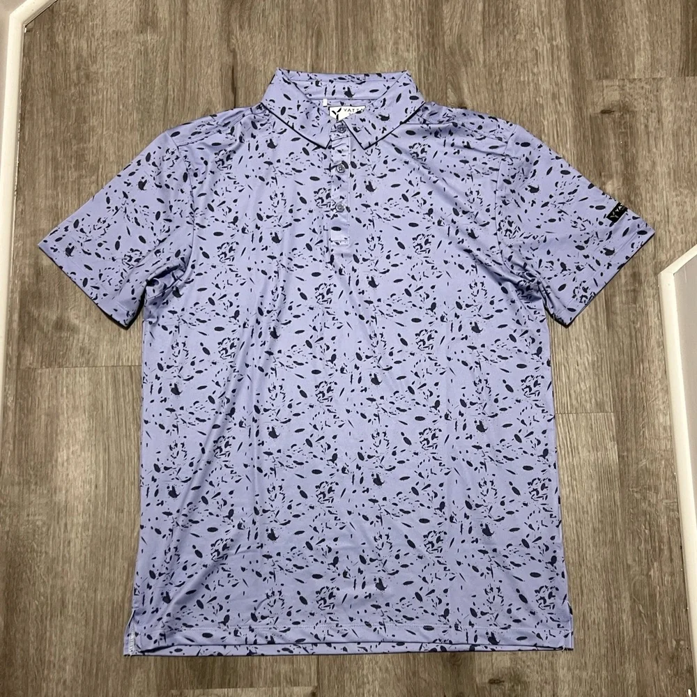 Yatta Golf men’s light purple w/ gray‎ splatter design polo, size M
